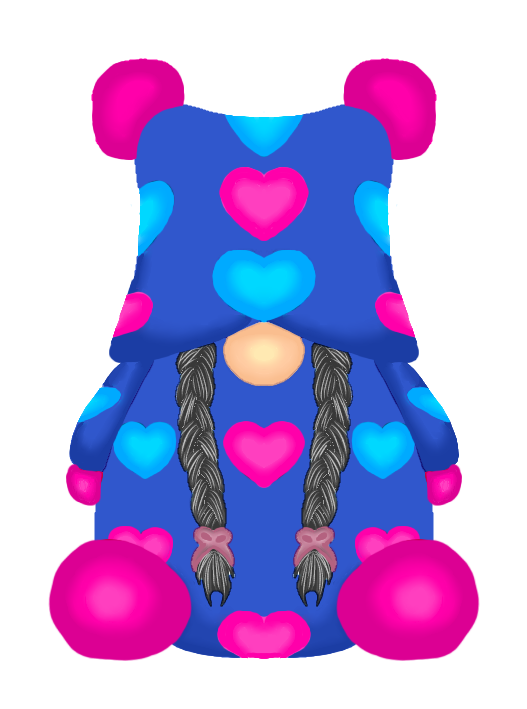 Blue Fluffy Gonk with Name or Number