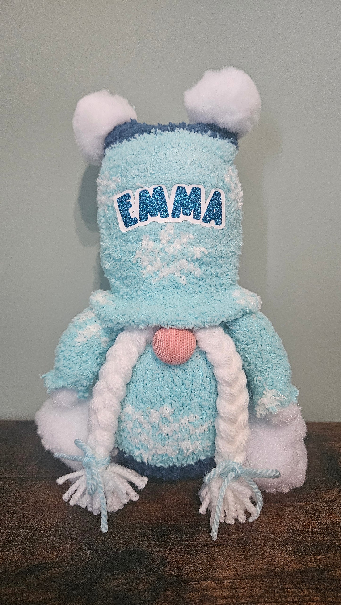 Turquoise Hearts Gonk with Name or Number